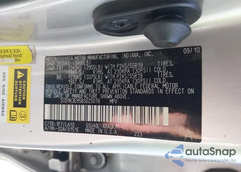 2011 Toyota Highlander Limited V6 z USA, uszkodzony, nr VIN 5TDYK3EH5BS025019